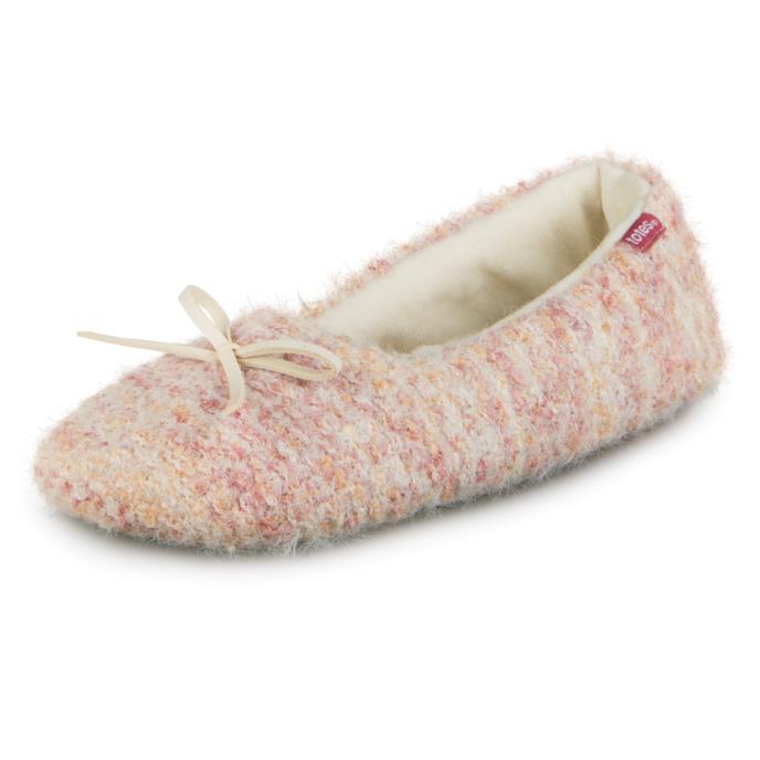 totes toasties® Ladies Knitted Ballet Slippers Pink Extra Image 3